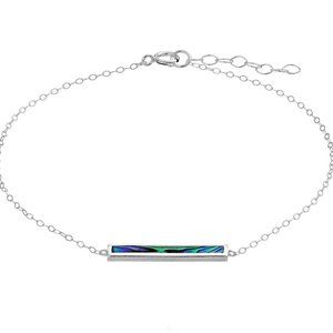 Sterling Silver Abalone Inlay Bar Chain Anklet